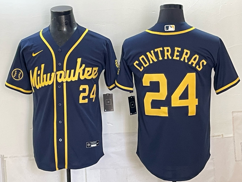 Men Milwaukee Brewers #24 Contreras blue Nike 2026 World Series MLB jersey 102302->milwaukee brewers->MLB Jersey